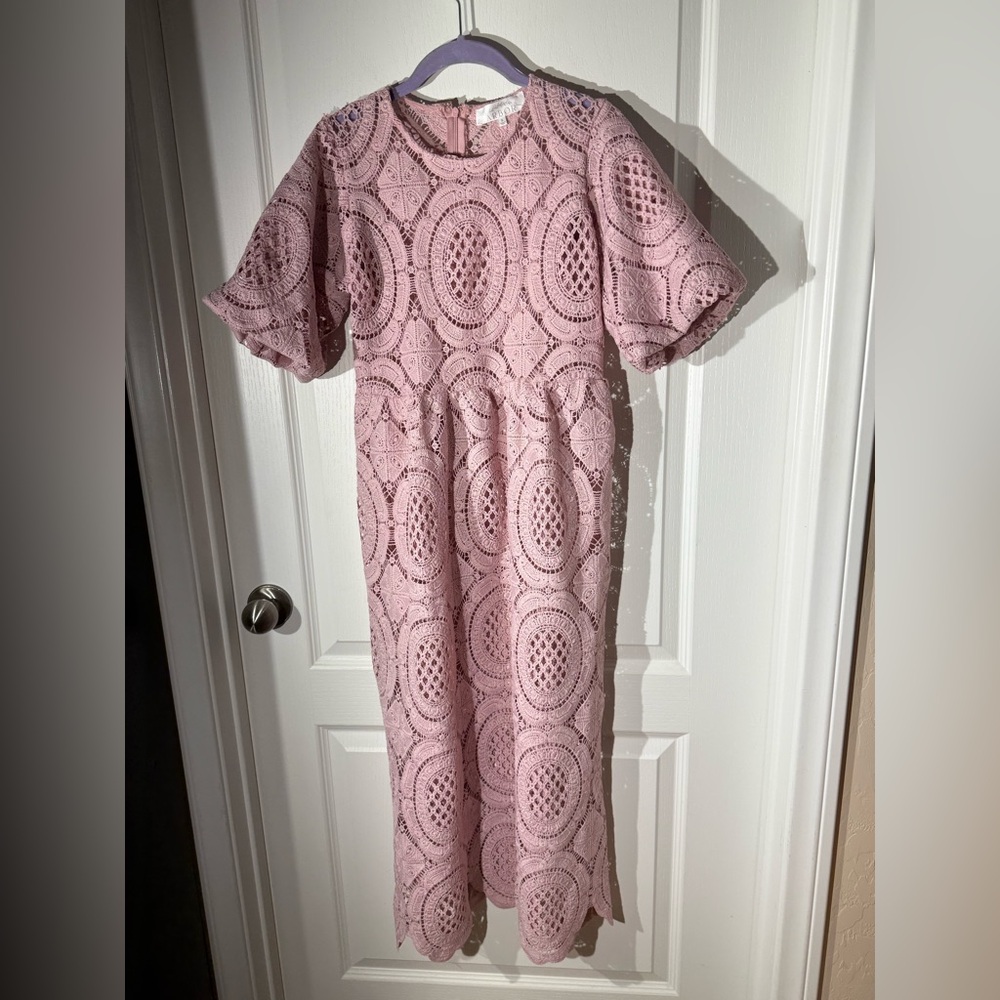 Anthropologie Arbor Elegant Pink Lace Dress